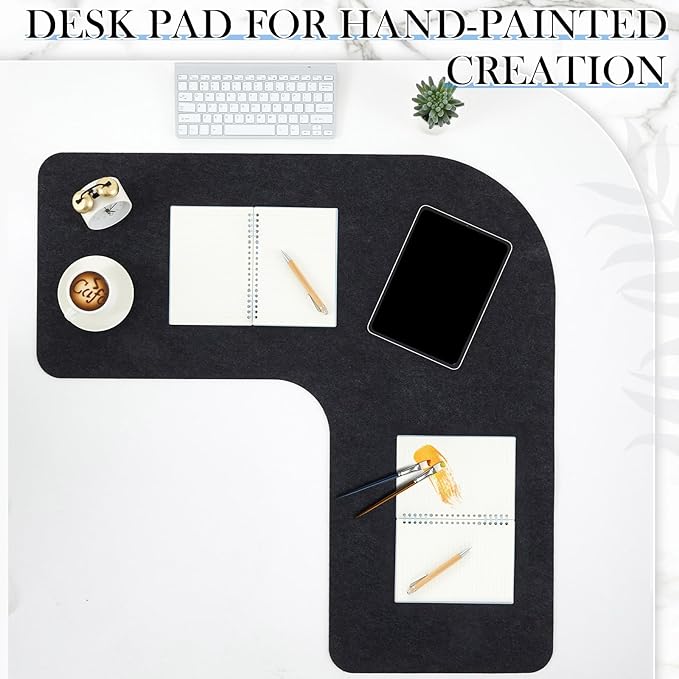 Relaxweex Felt l Shaped Mouse Pad 36.2" x 15.7" Corner Desk Pad Dark Gray Large Felt Mouse Pad and Keyboard Mat l Shaped Desk Mat Desk Protector Mat for Office Home Desk Computer Protection | Mouse Pads - TrueDesk