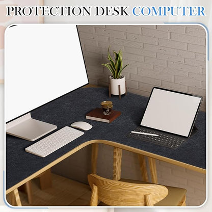 Relaxweex Felt l Shaped Mouse Pad 36.2" x 15.7" Corner Desk Pad Dark Gray Large Felt Mouse Pad and Keyboard Mat l Shaped Desk Mat Desk Protector Mat for Office Home Desk Computer Protection | Mouse Pads - TrueDesk