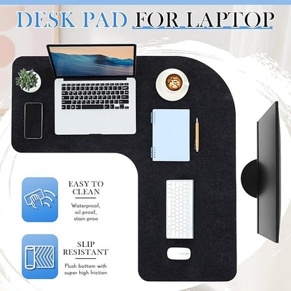 Relaxweex Felt l Shaped Mouse Pad 36.2" x 15.7" Corner Desk Pad Dark Gray Large Felt Mouse Pad and Keyboard Mat l Shaped Desk Mat Desk Protector Mat for Office Home Desk Computer Protection | Mouse Pads - TrueDesk