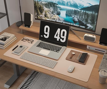 RENMTURE Desk Pad, Cork & PU Leather Desk Mat, Large Mouse pad, Non - Slip Desk Protector and Blotter, Waterproof Writing Pad, Desk Accessories and Organizers for Home Office (Apricot,23.6" x 13.7") | Desk Pads Blotters - TrueDesk