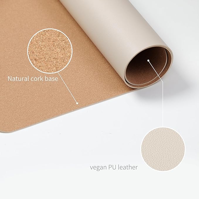 RENMTURE Desk Pad, Cork & PU Leather Desk Mat, Large Mouse pad, Non - Slip Desk Protector and Blotter, Waterproof Writing Pad, Desk Accessories and Organizers for Home Office (Apricot,23.6" x 13.7") | Desk Pads Blotters - TrueDesk