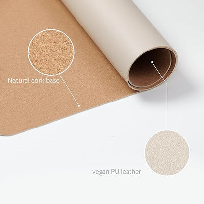 RENMTURE Desk Pad, Cork & PU Leather Desk Mat, Large Mouse pad, Non - Slip Desk Protector and Blotter, Waterproof Writing Pad, Desk Accessories and Organizers for Home Office (Apricot,23.6" x 13.7") | Desk Pads Blotters - TrueDesk