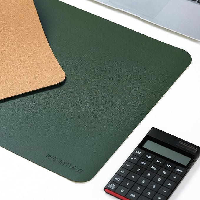 RENMTURE Desk Pad, Cork & PU Leather Desk Mat, Large Mouse pad, Non - Slip Desk Protector and Blotter, Waterproof Writing Pad, Desk Accessories and Organizers for Home Office (Deep Green,23.6" x 13.7") | Desk Pads Blotters - TrueDesk