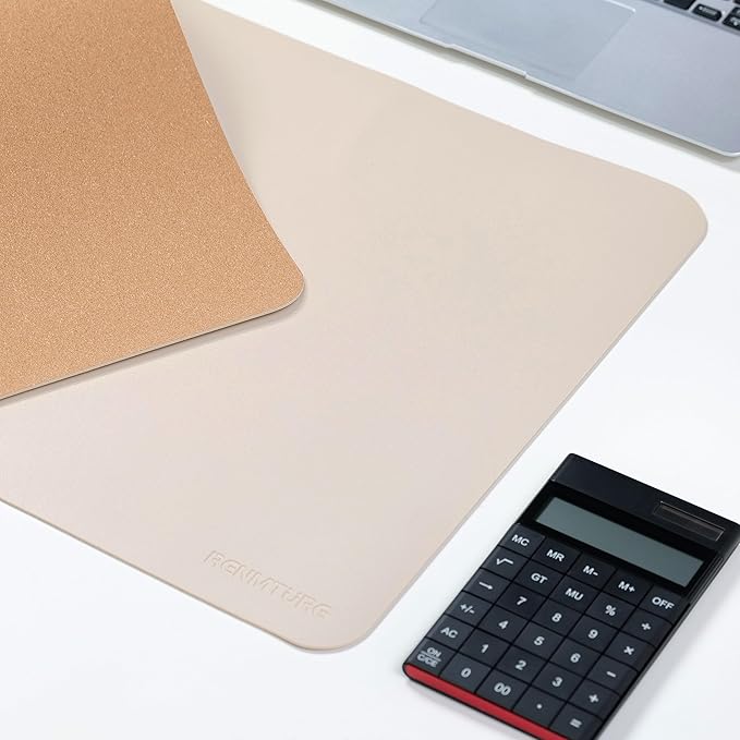 RENMTURE Desk Pad, Cork & PU Leather Desk Mat, Large Mouse pad, Non - Slip Desk Protector and Blotter, Waterproof Writing Pad, Desk Accessories and Organizers for Home Office (Apricot,23.6" x 13.7") | Desk Pads Blotters - TrueDesk