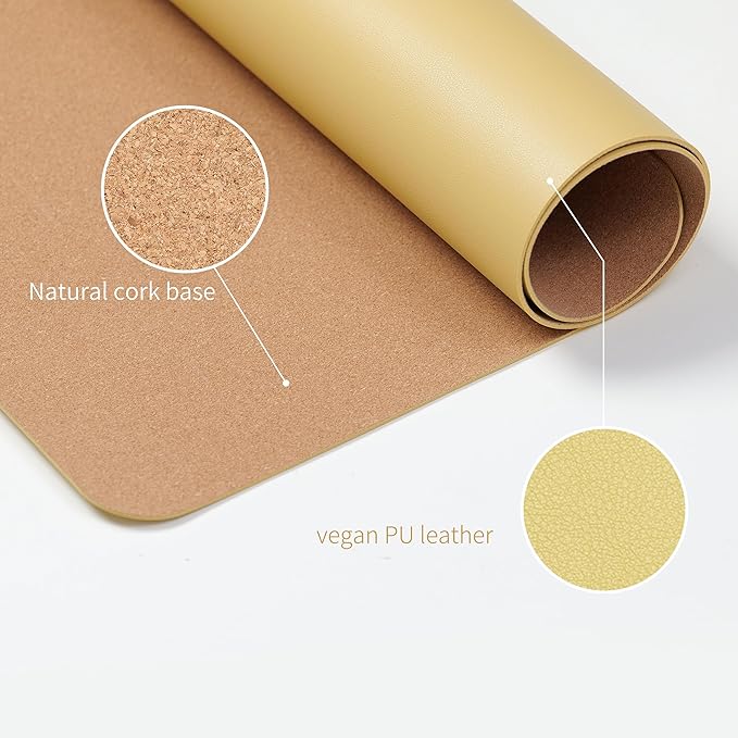 RENMTURE Desk Pad, Cork & PU Leather Desk Mat, Large Mouse pad, Non - Slip Desk Protector and Blotter, Waterproof Writing Pad, Desk Accessories and Organizers for Work (Light Yellow, 23.6" x 13.7") | Desk Pads Blotters - TrueDesk