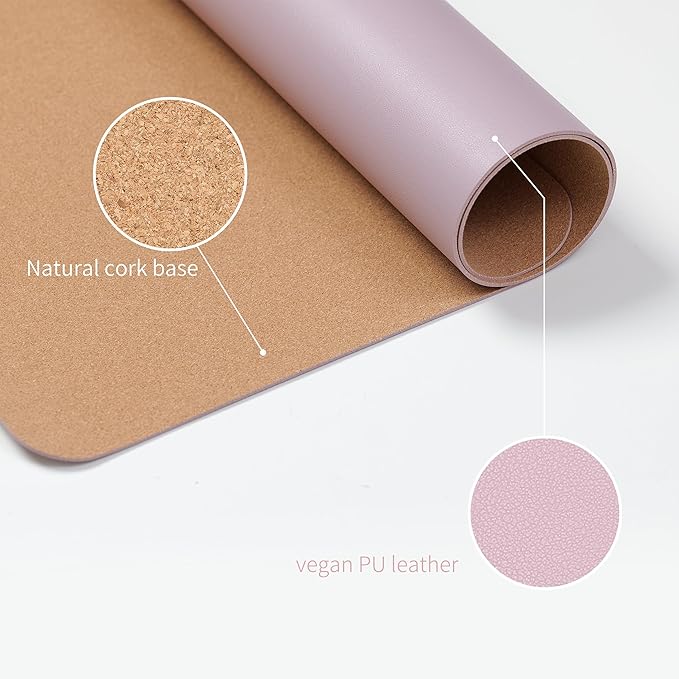 RENMTURE Dual - Sided Large Desk Pad, Faux Leather Natural Cork Mouse pad, Desk Accessories Protector, for Office and Home Work (Dusky Pink, 23.6" x 13.7") | Desk Pads Blotters - TrueDesk