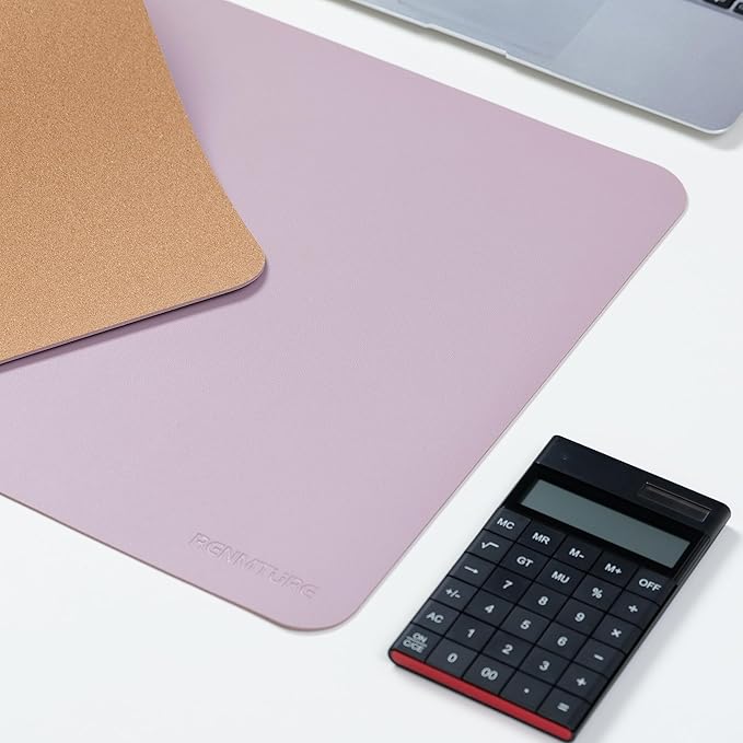 RENMTURE Dual - Sided Large Desk Pad, Faux Leather Natural Cork Mouse pad, Desk Accessories Protector, for Office and Home Work (Dusky Pink, 36"x17") | Desk Pads Blotters - TrueDesk