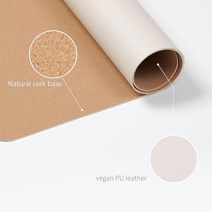 RENMTURE Dual - Sided Large Desk Pad, Faux Leather Natural Cork Mouse pad, Desk Accessories Protector, for Office and Home Work (Off - White, 32"x16") | Desk Pads Blotters - TrueDesk
