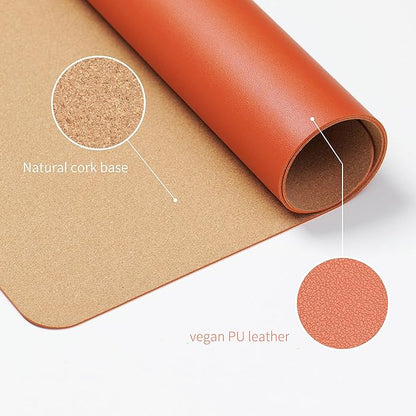 RENMTURE Dual - Sided Large Desk Pad, Faux Leather Natural Cork Mouse pad, Desk Accessories Protector, for Office and Home Work (Orange, 32"x16") | Desk Pads Blotters - TrueDesk