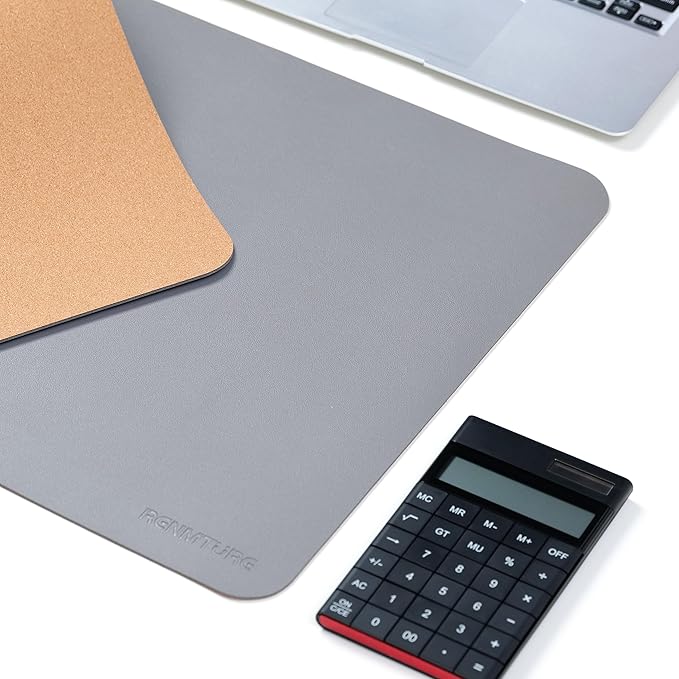RENMTURE Dual - Sided Large Desk Pad, Faux Leather Natural Cork Mouse pad, Desk Accessories Protector, for Office and Home Work (Space Grey, 32"x16") | Desk Pads Blotters - TrueDesk