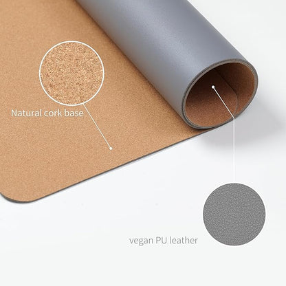 RENMTURE Dual - Sided Large Desk Pad, Faux Leather Natural Cork Mouse pad, Desk Accessories Protector, for Office and Home Work (Space Grey, 32"x16") | Desk Pads Blotters - TrueDesk