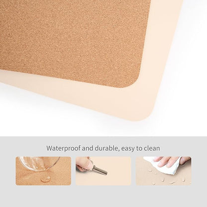 RENMTURE Dual - Sided Mouse Pad, Natural Cork & PU Leather Large Desk Pad for Office and Home Work, Desk Protector Non - Slip, Waterproof, Easy Clean (Apricot, 23.6" x 13.7") | Mouse Pads - TrueDesk