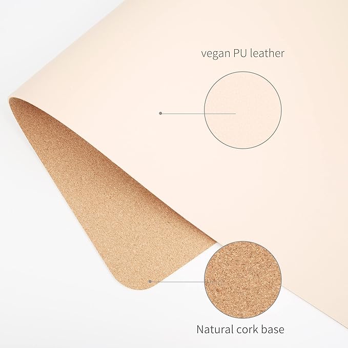 RENMTURE Dual - Sided Mouse Pad, Natural Cork & PU Leather Large Desk Pad for Office and Home Work, Desk Protector Non - Slip, Waterproof, Easy Clean (Apricot, 23.6" x 13.7") | Mouse Pads - TrueDesk
