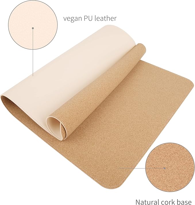 RENMTURE Dual - Sided Mouse Pad, Natural Cork & PU Leather Large Desk Pad for Office and Home Work, Desk Protector Non - Slip, Waterproof, Easy Clean (Apricot, 32"x16") | Mouse Pads - TrueDesk