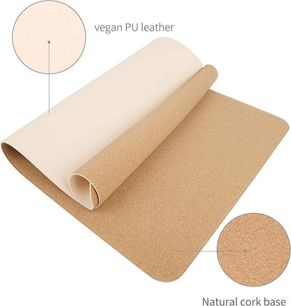 RENMTURE Dual - Sided Mouse Pad, Natural Cork & PU Leather Large Desk Pad for Office and Home Work, Desk Protector Non - Slip, Waterproof, Easy Clean (Apricot, 32"x16") | Mouse Pads - TrueDesk