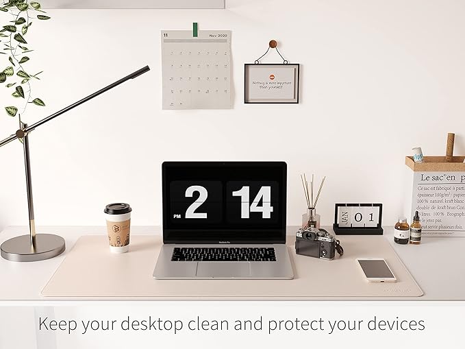 RENMTURE Dual - Sided Mouse Pad, Natural Cork & PU Leather Large Desk Pad for Office and Home Work, Desk Protector Non - Slip, Waterproof, Easy Clean (Apricot, 32"x16") | Mouse Pads - TrueDesk