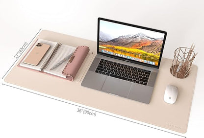 RENMTURE Dual - Sided Mouse Pad, Natural Cork & PU Leather Large Desk Pad for Office and Home Work, Desk Protector Non - Slip, Waterproof, Easy Clean (Apricot, 36"x17") | Mouse Pads - TrueDesk