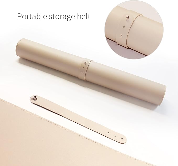 RENMTURE Dual - Sided Mouse Pad, Natural Cork & PU Leather Large Desk Pad for Office and Home Work, Desk Protector Non - Slip, Waterproof, Easy Clean (Apricot,47"x17") | Mouse Pads - TrueDesk