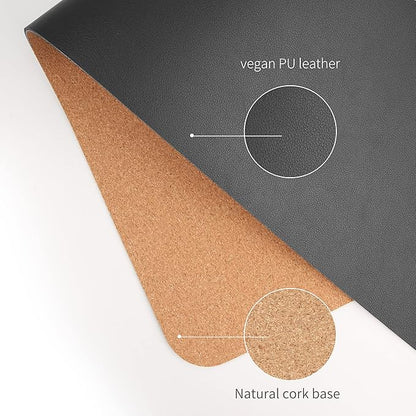 RENMTURE Dual - Sided Mouse Pad, Natural Cork & PU Leather Large Desk Pad for Office and Home Work, Desk Protector Non - Slip, Waterproof, Easy Clean (Black, 23.6" x 13.7") | Mouse Pads - TrueDesk