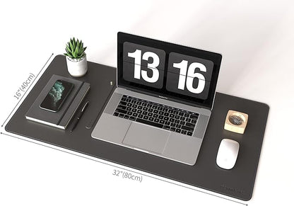 RENMTURE Dual - Sided Mouse Pad, Natural Cork & PU Leather Large Desk Pad for Office and Home Work, Desk Protector Non - Slip, Waterproof, Easy Clean (Black, 32"x16") | Mouse Pads - TrueDesk