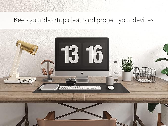 RENMTURE Dual - Sided Mouse Pad, Natural Cork & PU Leather Large Desk Pad for Office and Home Work, Desk Protector Non - Slip, Waterproof, Easy Clean (Black, 32"x16") | Mouse Pads - TrueDesk