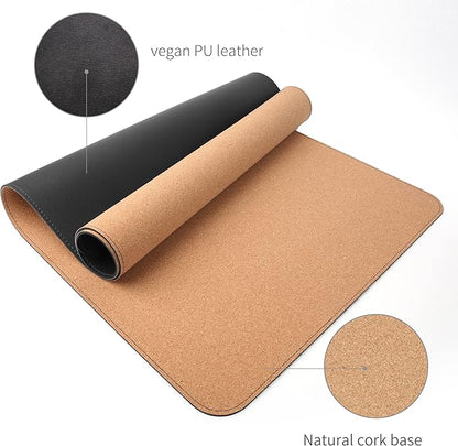 RENMTURE Dual - Sided Mouse Pad, Natural Cork & PU Leather Large Desk Pad for Office and Home Work, Desk Protector Non - Slip, Waterproof, Easy Clean (Black, 32"x16") | Mouse Pads - TrueDesk