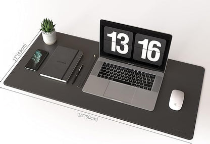 RENMTURE Dual - Sided Mouse Pad, Natural Cork & PU Leather Large Desk Pad for Office and Home Work, Desk Protector Non - Slip, Waterproof, Easy Clean (Black, 36"x17") | Mouse Pads - TrueDesk