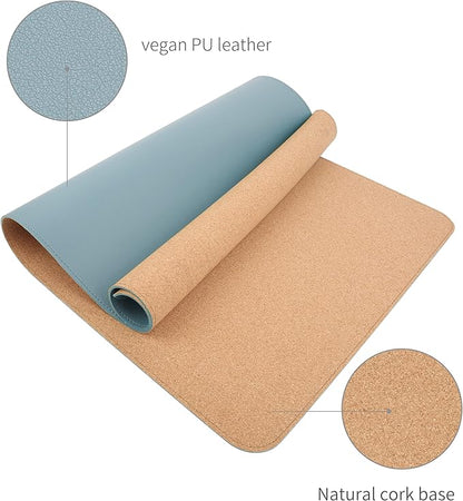 RENMTURE Dual - Sided Mouse Pad, Natural Cork & PU Leather Large Desk Pad for Office and Home Work, Desk Protector Non - Slip, Waterproof, Easy Clean (Blue Gray, 36"x17") | Mouse Pads - TrueDesk