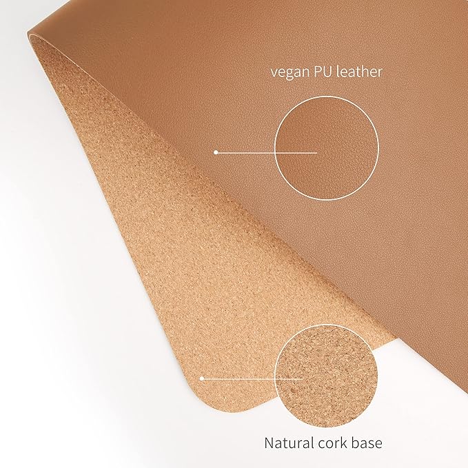 RENMTURE Dual - Sided Mouse Pad, Natural Cork & PU Leather Large Desk Pad for Office and Home Work, Desk Protector Non - Slip, Waterproof, Easy Clean (Brown, 23.6" x 13.7") | Mouse Pads - TrueDesk