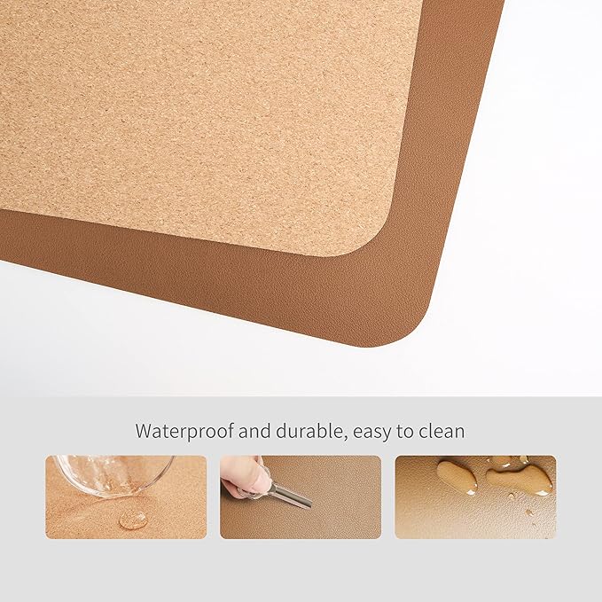 RENMTURE Dual - Sided Mouse Pad, Natural Cork & PU Leather Large Desk Pad for Office and Home Work, Desk Protector Non - Slip, Waterproof, Easy Clean (Brown, 23.6" x 13.7") | Mouse Pads - TrueDesk