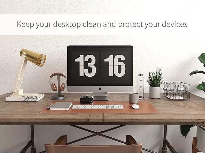 RENMTURE Dual - Sided Mouse Pad, Natural Cork & PU Leather Large Desk Pad for Office and Home Work, Desk Protector Non - Slip, Waterproof, Easy Clean (Brown, 32"x16") | Mouse Pads - TrueDesk