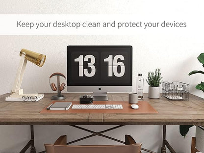 RENMTURE Dual - Sided Mouse Pad, Natural Cork & PU Leather Large Desk Pad for Office and Home Work, Desk Protector Non - Slip, Waterproof, Easy Clean (Brown, 32"x16") | Mouse Pads - TrueDesk