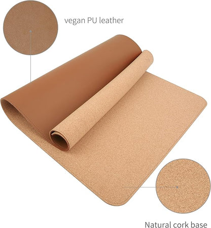 RENMTURE Dual - Sided Mouse Pad, Natural Cork & PU Leather Large Desk Pad for Office and Home Work, Desk Protector Non - Slip, Waterproof, Easy Clean (Brown, 32"x16") | Mouse Pads - TrueDesk