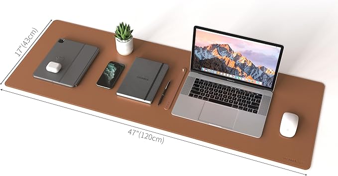 RENMTURE Dual - Sided Mouse Pad, Natural Cork & PU Leather Large Desk Pad for Office and Home Work, Desk Protector Non - Slip, Waterproof, Easy Clean (Brown,47"x17") | Mouse Pads - TrueDesk