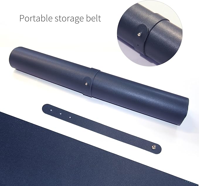 RENMTURE Dual - Sided Mouse Pad, Natural Cork & PU Leather Large Desk Pad for Office and Home Work, Desk Protector Non - Slip, Waterproof, Easy Clean (Dark Blue, 23.6" x 13.7") | Mouse Pads - TrueDesk