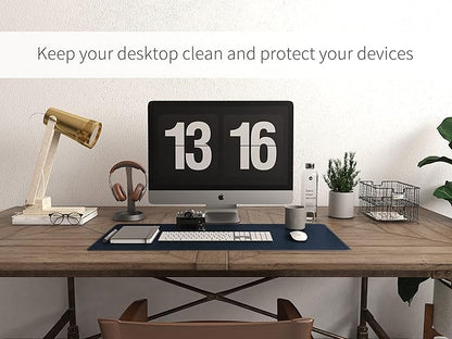 RENMTURE Dual - Sided Mouse Pad, Natural Cork & PU Leather Large Desk Pad for Office and Home Work, Desk Protector Non - Slip, Waterproof, Easy Clean (Dark Blue, 32"x16") | Mouse Pads - TrueDesk