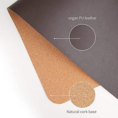 RENMTURE Dual - Sided Mouse Pad, Natural Cork & PU Leather Large Desk Pad for Office and Home Work, Desk Protector Non - Slip, Waterproof, Easy Clean (Dark Coffee, 23.6" x 13.7") | Mouse Pads - TrueDesk
