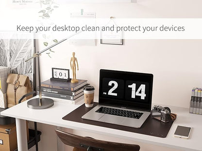 RENMTURE Dual - Sided Mouse Pad, Natural Cork & PU Leather Large Desk Pad for Office and Home Work, Desk Protector Non - Slip, Waterproof, Easy Clean (Dark Coffee, 23.6" x 13.7") | Mouse Pads - TrueDesk