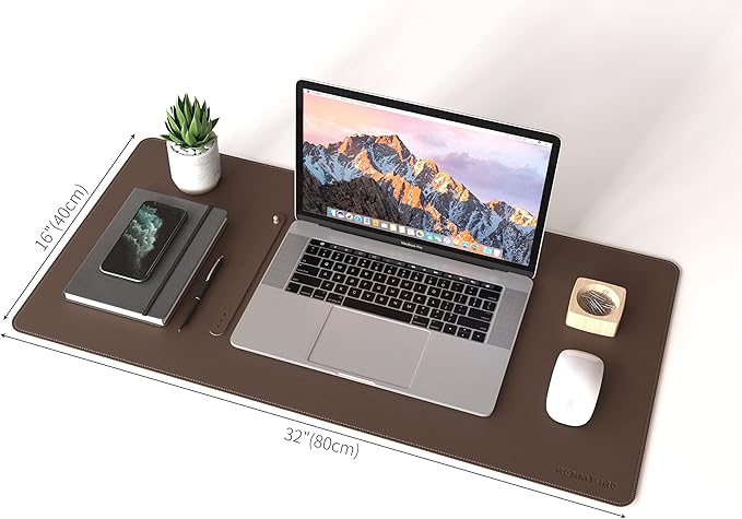 RENMTURE Dual - Sided Mouse Pad, Natural Cork & PU Leather Large Desk Pad for Office and Home Work, Desk Protector Non - Slip, Waterproof, Easy Clean (Dark Coffee, 32"x16") | Mouse Pads - TrueDesk
