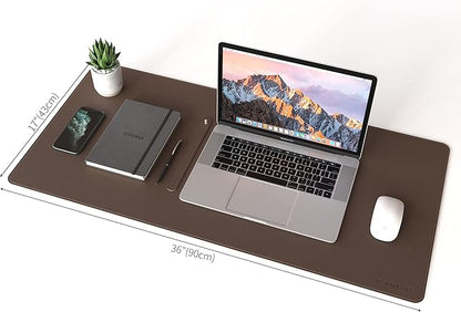 RENMTURE Dual - Sided Mouse Pad, Natural Cork & PU Leather Large Desk Pad for Office and Home Work, Desk Protector Non - Slip, Waterproof, Easy Clean (Dark Coffee, 36"x17") | Mouse Pads - TrueDesk