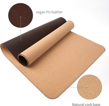 RENMTURE Dual - Sided Mouse Pad, Natural Cork & PU Leather Large Desk Pad for Office and Home Work, Desk Protector Non - Slip, Waterproof, Easy Clean (Dark Coffee, 36"x17") | Mouse Pads - TrueDesk