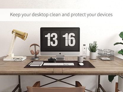 RENMTURE Dual - Sided Mouse Pad, Natural Cork & PU Leather Large Desk Pad for Office and Home Work, Desk Protector Non - Slip, Waterproof, Easy Clean (Dark Coffee, 36"x17") | Mouse Pads - TrueDesk
