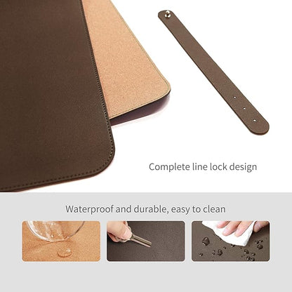 RENMTURE Dual - Sided Mouse Pad, Natural Cork & PU Leather Large Desk Pad for Office and Home Work, Desk Protector Non - Slip, Waterproof, Easy Clean (Dark Coffee, 36"x17") | Mouse Pads - TrueDesk