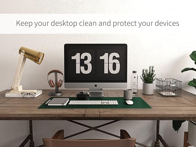 RENMTURE Dual - Sided Mouse Pad, Natural Cork & PU Leather Large Desk Pad for Office and Home Work, Desk Protector Non - Slip, Waterproof, Easy Clean (Dark Green, 36"x17") | Mouse Pads - TrueDesk