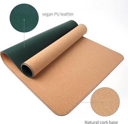 RENMTURE Dual - Sided Mouse Pad, Natural Cork & PU Leather Large Desk Pad for Office and Home Work, Desk Protector Non - Slip, Waterproof, Easy Clean (Dark Green, 36"x17") | Mouse Pads - TrueDesk