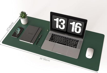 RENMTURE Dual - Sided Mouse Pad, Natural Cork & PU Leather Large Desk Pad for Office and Home Work, Desk Protector Non - Slip, Waterproof, Easy Clean (Dark Green, 36"x17") | Mouse Pads - TrueDesk