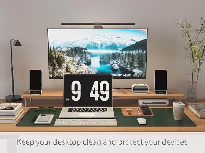 RENMTURE Dual - Sided Mouse Pad, Natural Cork & PU Leather Large Desk Pad for Office and Home Work, Desk Protector Non - Slip, Waterproof, Easy Clean (Dark Green, 47"x17") | Mouse Pads - TrueDesk