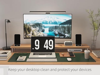 RENMTURE Dual - Sided Mouse Pad, Natural Cork & PU Leather Large Desk Pad for Office and Home Work, Desk Protector Non - Slip, Waterproof, Easy Clean (Dark Green, 47"x17") | Mouse Pads - TrueDesk