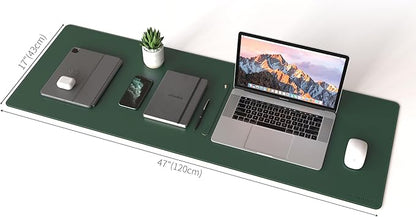 RENMTURE Dual - Sided Mouse Pad, Natural Cork & PU Leather Large Desk Pad for Office and Home Work, Desk Protector Non - Slip, Waterproof, Easy Clean (Dark Green, 47"x17") | Mouse Pads - TrueDesk