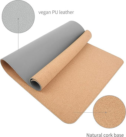 RENMTURE Dual - Sided Mouse Pad, Natural Cork & PU Leather Large Desk Pad for Office and Home Work, Desk Protector Non - Slip, Waterproof, Easy Clean (Gray, 32"x16") | Mouse Pads - TrueDesk